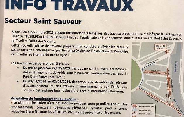 Travaux ligne Métro C - Place de la Capitainerie