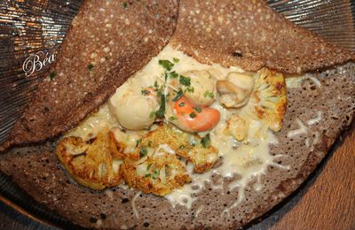 Galette au chou fleur et saint jacques  aux épices kari gosse