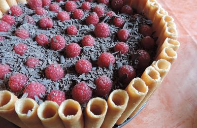 Charlotte aux cigarettes russes et mousse de fraises