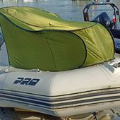 Camping nautique ! Détournement ingénieux: Pour moins de 50 € ! transformer une tente pour abri " douche " en une tente de couchage pour bateau semi-rigide
