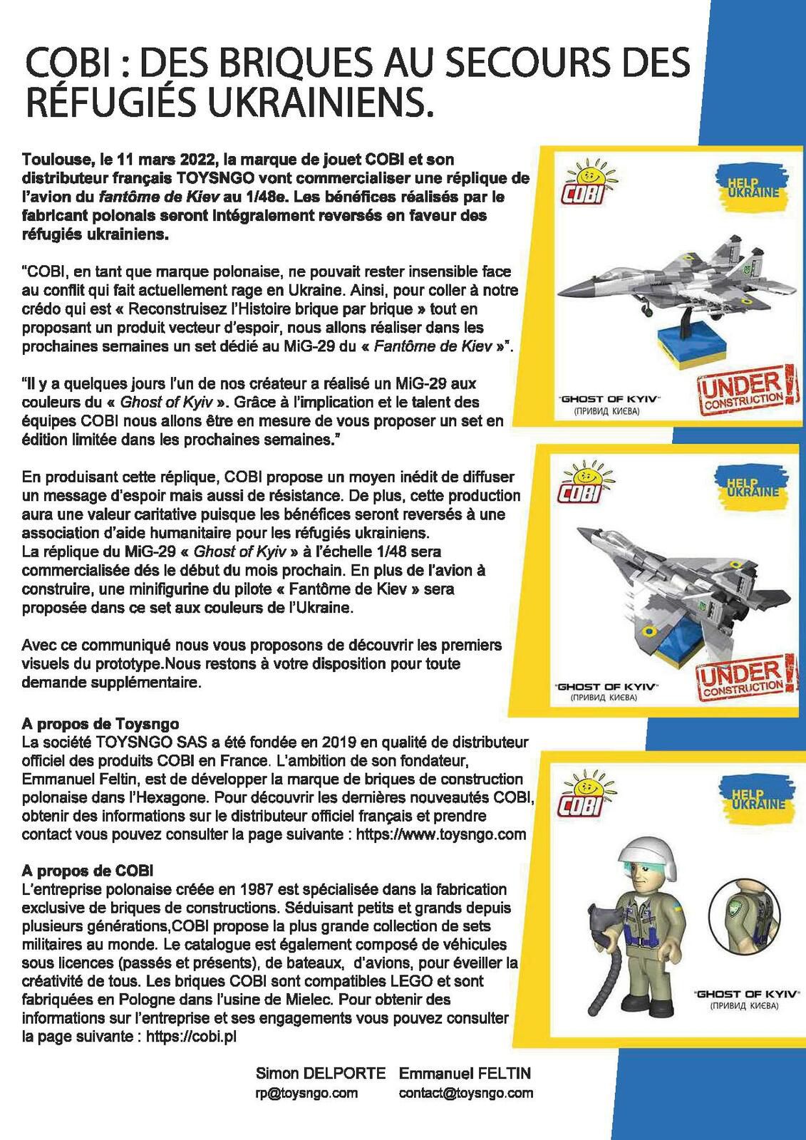 MIG-29 du “Fantôme de Kyiv” (Cobi - 1/48 - soutien à l'Ukraine) ​ 