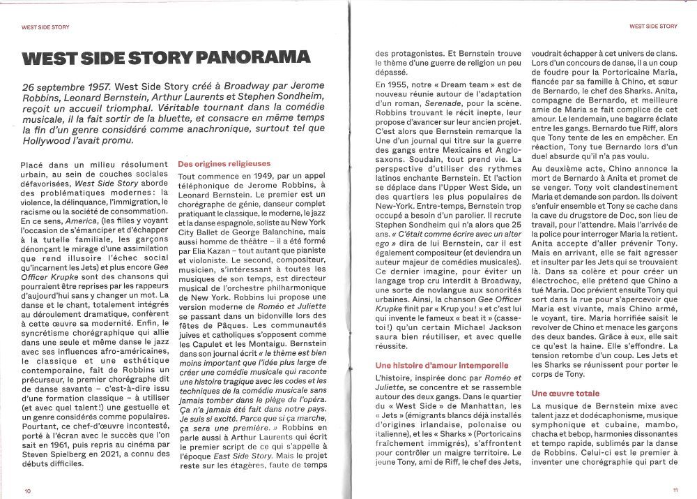Documentation Sources West Side Story Théâtre du Châtelet décembre 2023