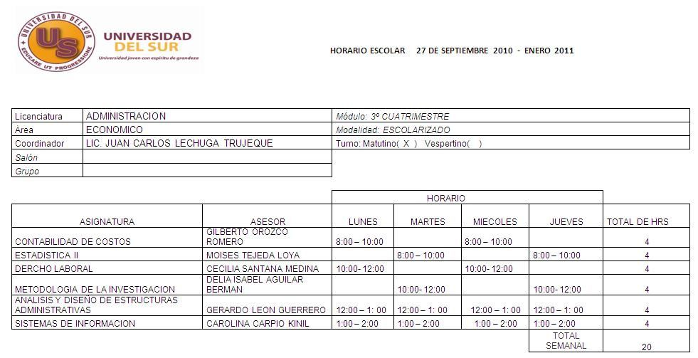 Album - Horarios-de-Administracion-de-Empresas-