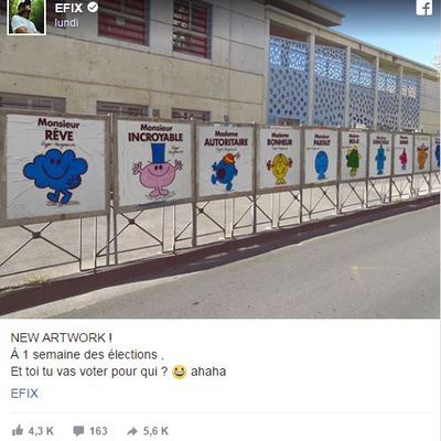 Montpellier : un street-artiste remplace les affiches des candidats par des panneaux "Monsieur Madame"