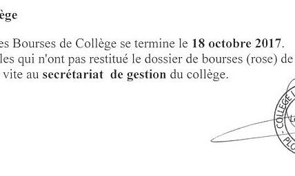 Campagne des bourses de collège