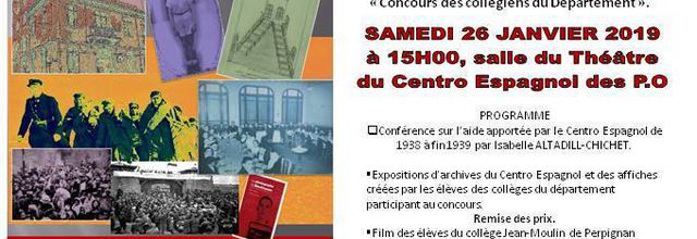 Prix de participation des 3eme pour la Commémoration 80 ans de la Retirada au Centro Espagnol