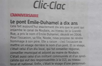 Article nord éclair 9 octobre 2020 pont Emile Duhamel 