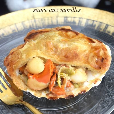 Coquille Saint Jacques feuilletée sauce aux morilles