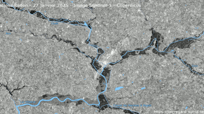 Les inondations à Redon : l'évolution de la crue vue par le satellite radar Sentinel-1