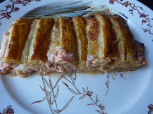 Tresse feuilletée au poulet, tomate et mozzarella