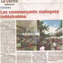 Vu de Madagascar. Comores : Les Commerçants malagasy indésirables