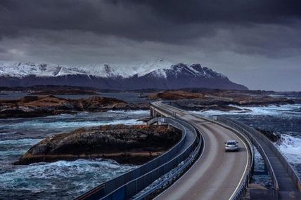 La Route de l'Atlantique, Eide et Averoy reliés, route dangereuse, Norvège