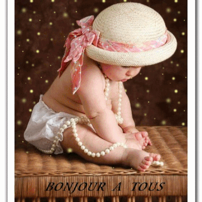 Bonjour à tous - Bébé - Fille - Gif scintillant - Gratuit