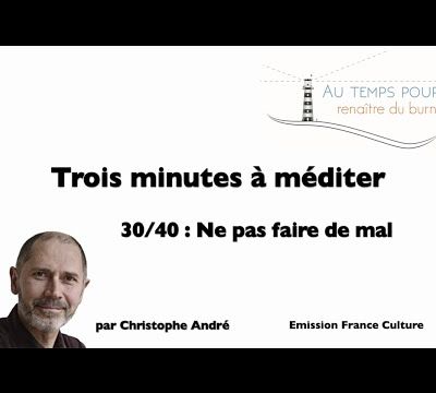 Trois minutes à méditer - avec Christophe André - Ne pas faire de mal spiritualité  - Trois minutes à méditer ... 