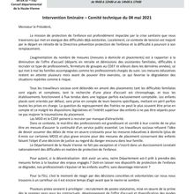 Intervention liminaire comité technique du 4/05/21 sur la protection de l'enfance 