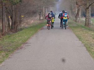 On arrive à la fin du défilé de carnaval à Liepvre, puis c'est le retour sur Selestat par la piste cyclable.