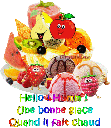 hello ! Humm ! une bonne glace quand il fait chaud - gif animé