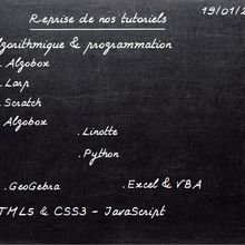 Reprise de nos tutoriels et Ateliers programmation #1