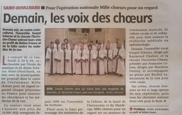 CONCERT "SCHERZO GOSPEL"ET "L'ACCROCHE CHOEUR" 31 MARS 2022 