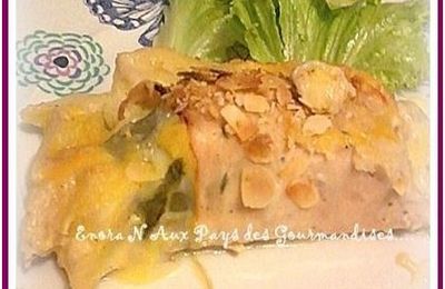 Enrouler d'endives Jambons/Fromages aux Amandes éffillées. 