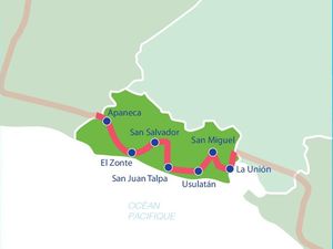 Le Salvador : on le découvrira sur 8 jours (530 km) du 28 mars au 4 avril. C’est le plus petit pays d’Amérique Centrale avec 21 000 km² et 6 Millions d’habitants. Il est réputé pour ses paysages somptueux, ses volcans et une flore très riche. La monnaie c'est... le dollar américain depuis 2001 : 110 US$ c'est 99 €.