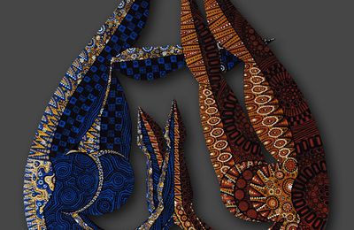 Les femmes-goutte - Sculpture plate figurative de "la bleue et la brune"