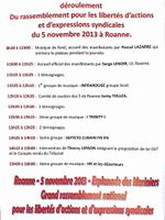 Programme manifestion à Roanne le 5 novembre 2013