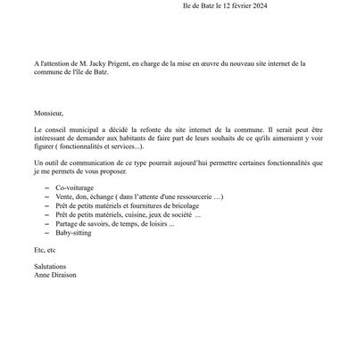 Un petit courrier de proposition 