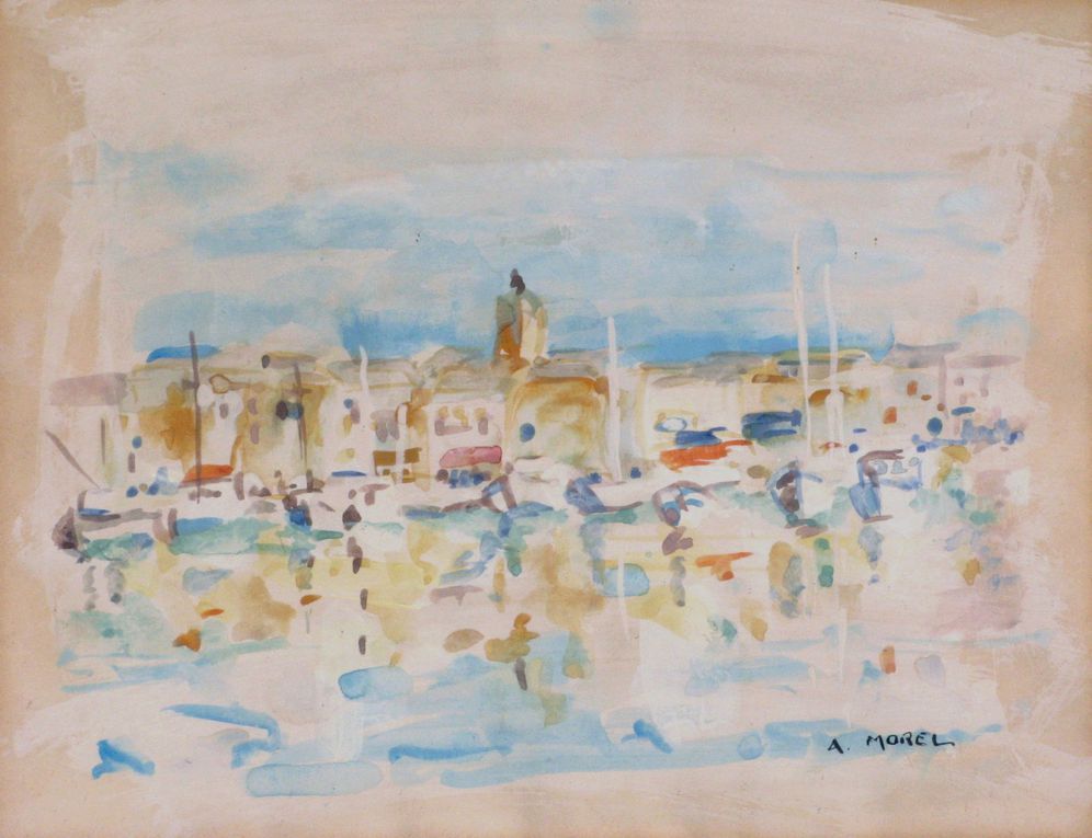 Peintures à l'huile et gouaches façon aquarelle aux formats plus petits. Paysages autour de Draguignan et paysages côtiers inspirés de St Tropez...