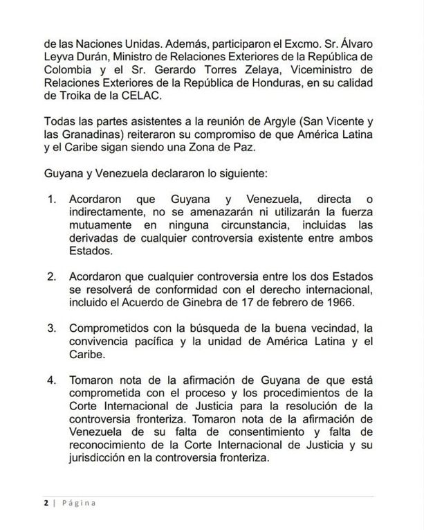 Declaración Conjunta Venezuela - Guyana