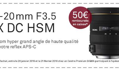 Sigma : 50 euros de remise immédiate sur le 10-20mm f3.5