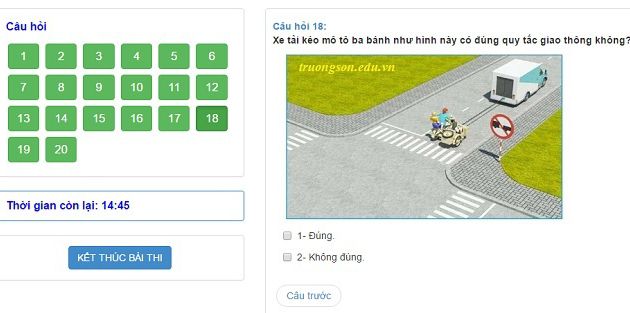 Thi Thử Bằng Lái Xe Máy A1 Online - Test SEO