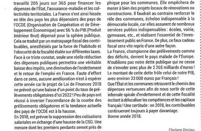 CourbevoieMAG: Tribune de janvier 2018 : "Matraquage fiscal des contribuables"