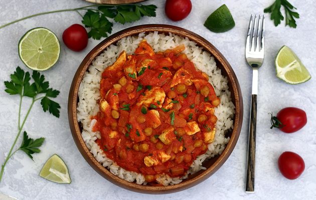 Curry de poulet et pois chiches à l'indienne