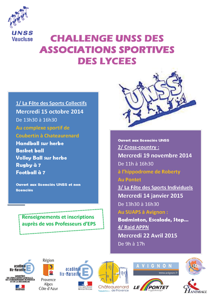 Sports Collectifs : Challenge des A.S. Lycées (Vaucluse)