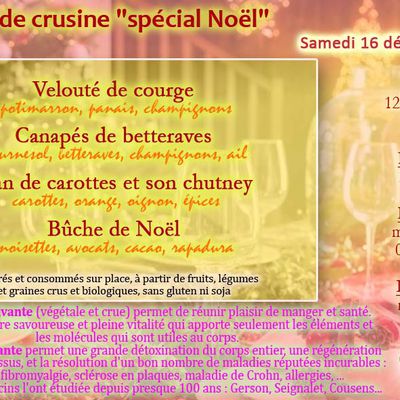 Atelier de crusine spécial Noël 16 décembre 2023