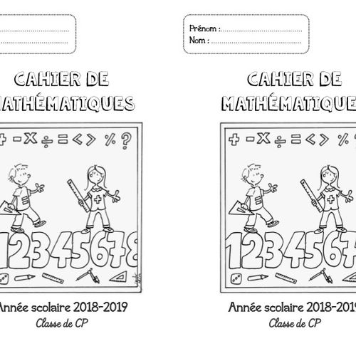 Page De Garde Cahier De Mathematiques Cp Ce1 Ce2 Cm1 Cm2 Fee Des Ecoles