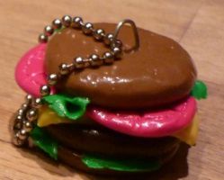 Porte-clefs hamburger en fimo