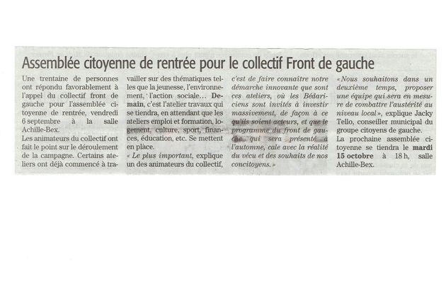 Revue de presse - 25 septembre 2013