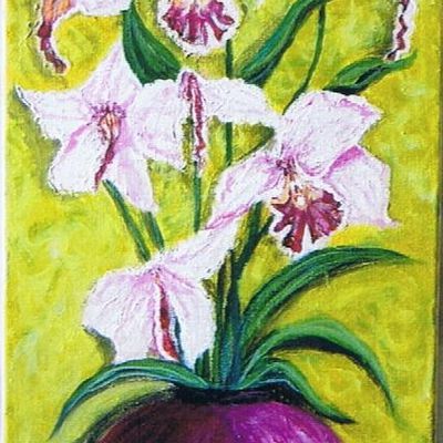 Vase d’Orchidée (peinture à l'huile)