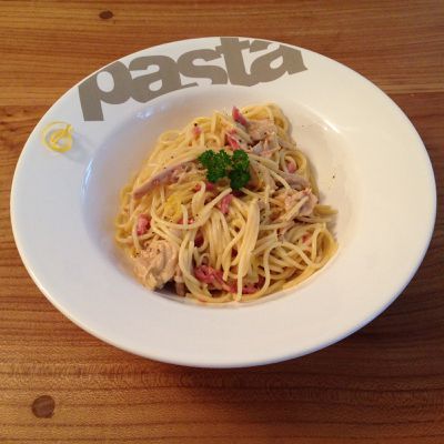 Spaghetti carbonara au poulet et au citron