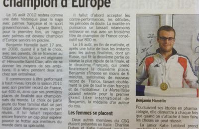 Courrier Cauchois - 07 Septembre 2012 - B.Hamelin Champion d'Europe