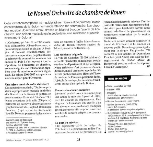 Articles parus dans la presse depuis 2006