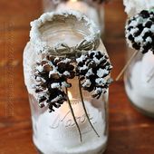 Winter Luminaries: Snowy Pinecone Candle Jars