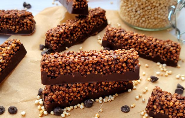 Barres céréales de quinoa soufflé et chocolat
