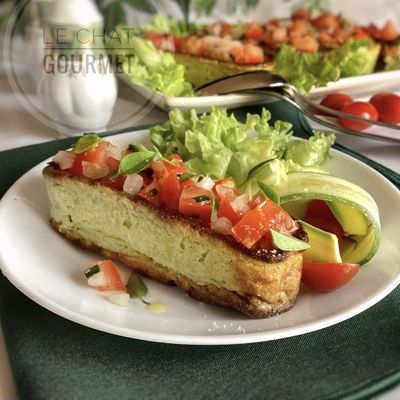 Flans de courgettes et tartare de tomates au basilic