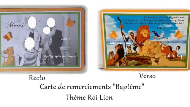 Carte de remerciement baptême