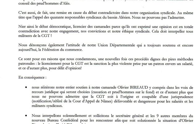 DECLARATION UL SUITE AU LICENCIEMENT D'OLIVIER