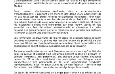 Le lycée Germaine Tillon dépose une motion pour le retrait de la réforme des lycées professionnels