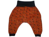 Sarouel en velours orange, taille et chevilles en jersey noir